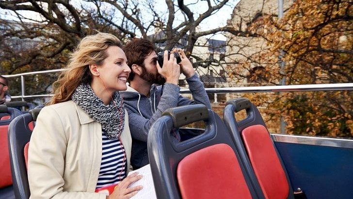 open top bus couple