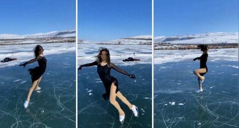 Турецкая фигуристка Иклим Шентуналы выступила на озере Чылдыр