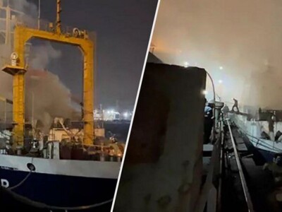 Пожар вспыхнул на российском судне в порту Стамбула