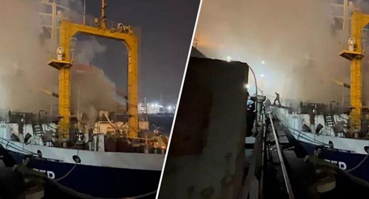 Пожар вспыхнул на российском судне в порту Стамбула
