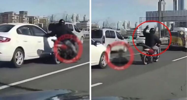 Неожиданный поворот для мотоциклиста, который сбил зеркало автомобиля