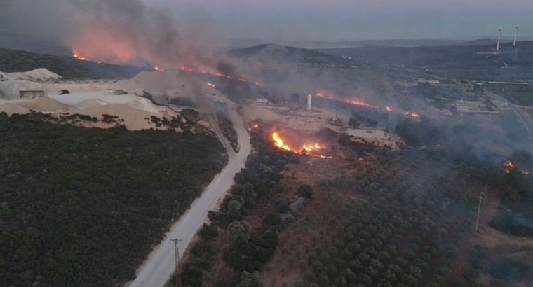 В Чешме продолжается крупный лесной пожар: эвакуация, перекрытые дороги, сгоревшие дома