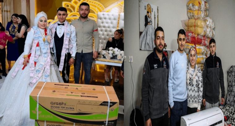 В Адане молодожёнам подарили кондиционер прямо на свадьбе