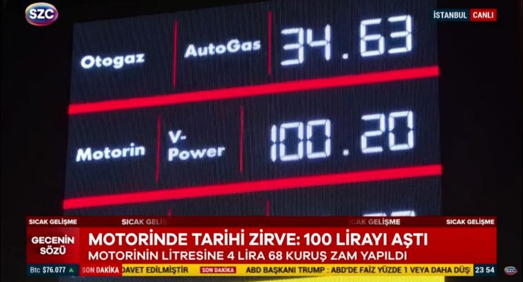 В Турции впервые дизель превысил 100 TL за литр